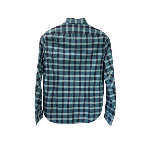Kenneth Cole Reaction Teal Black Plaid Button Down Shirt Long Sleeve Cotton New - Picture 3 of 3